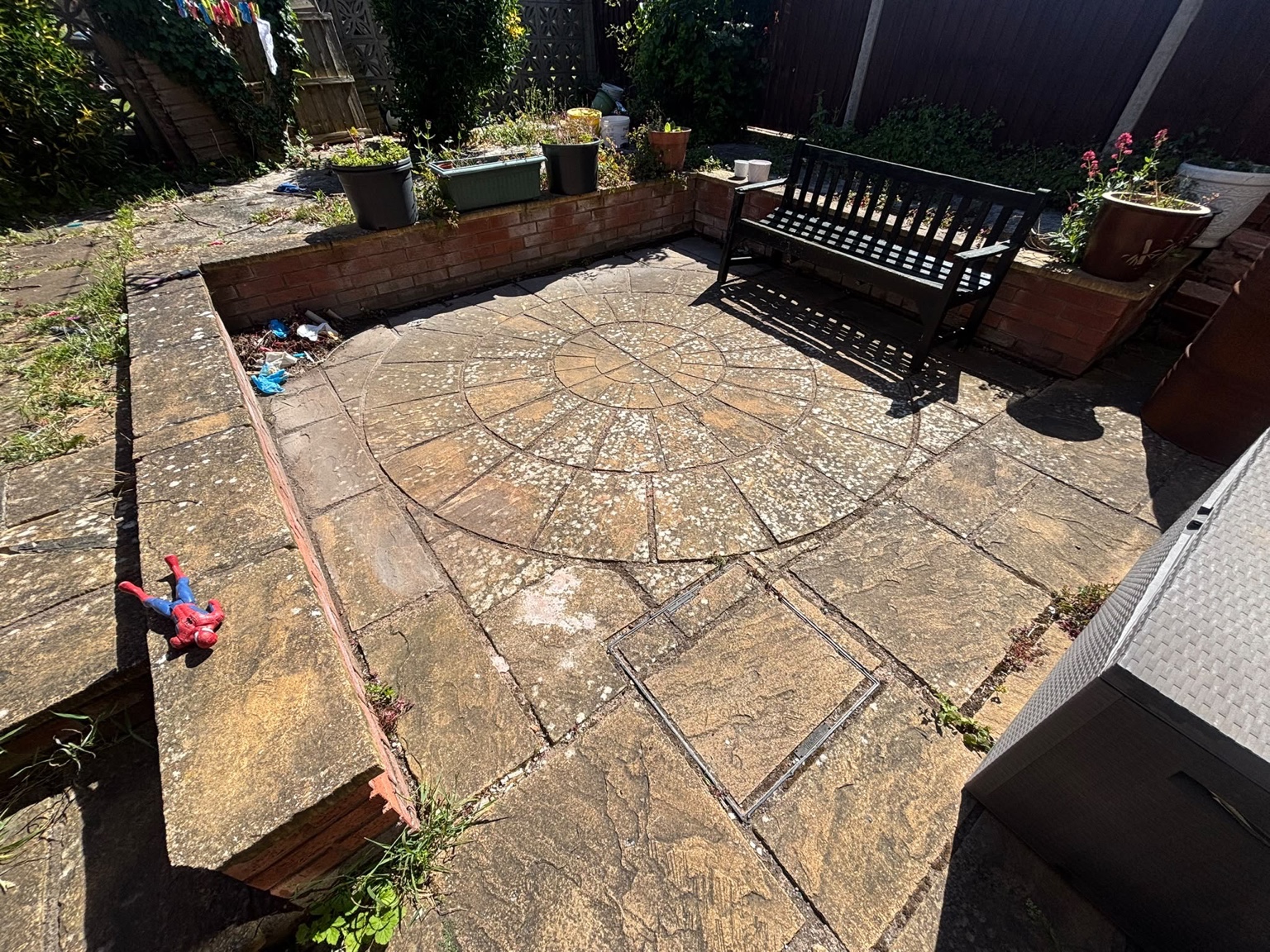 Patio before cleaning